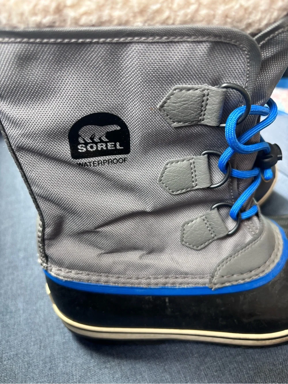 Waterproof Sorel Kids Gray & Blue Winter Snow Boots